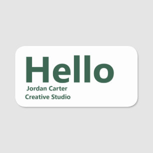 Forest Green Minimal Modern Stylish Identity Name Tag