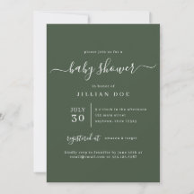 Forest Green Minimalist Baby Shower Invitation