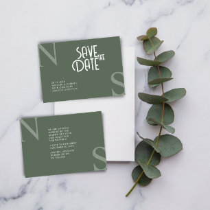 Forest Green Minimalist & Elegant Bold Initials Save The Date