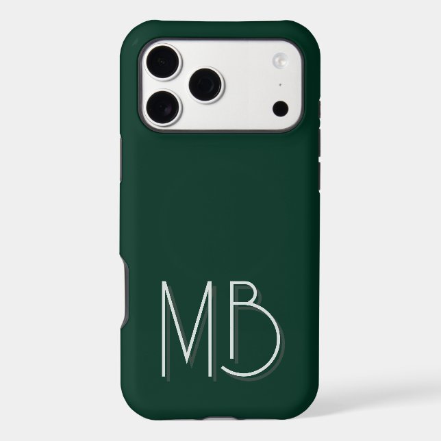 Forest Green Minimalist Personalized Monogram Iphone Case (Back)