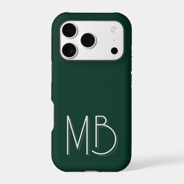 Forest Green Minimalist Personalized Monogram Iphone Case (Back)