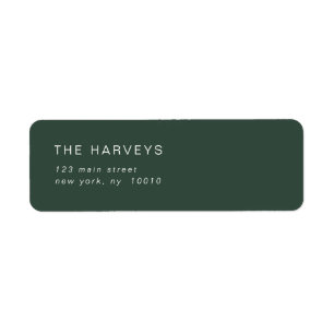Forest Green Minimalist Return Address Label