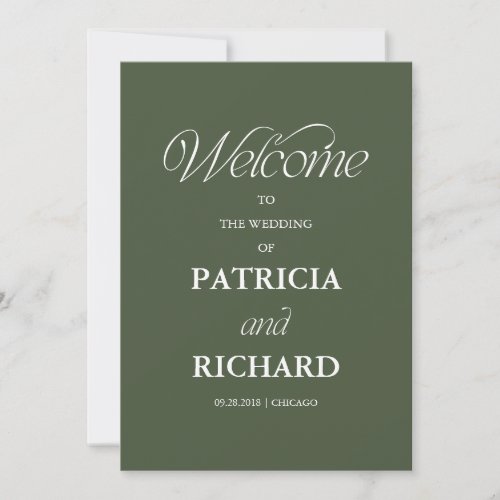 Forest Green Minimalist Wedding Ceremony Program