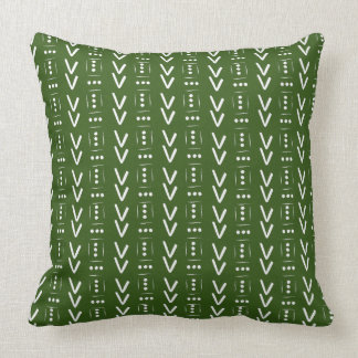 Forest Green Modern Arrow Mud Cloth Print Accent Throw Pillow