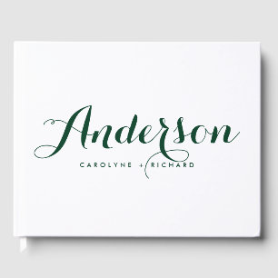 Forest Green Modern Calligraphy Wedding Guest Book