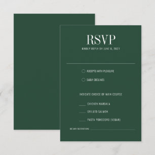 Forest Green Modern Colorful Meal Choice Wedding RSVP Card