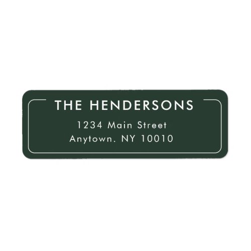 Forest Green Modern Frame Return Address Label