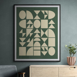 Forest Green | Modern Geometric Shapes Art Poster