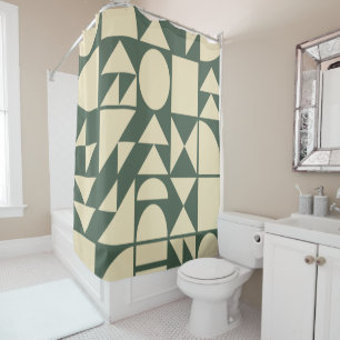 Forest Green   Modern Geometric Shapes Design Shower Curtain