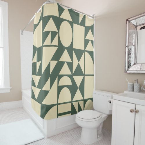 Forest Green  Modern Geometric Shapes Design Shower Curtain