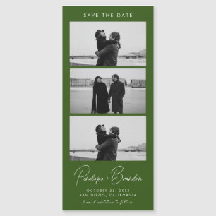Forest Green Modern Photo Strip Magnetic Wedding