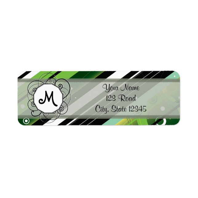 Forest Green Modern-Retro Stripes with Monogram Label (Front)