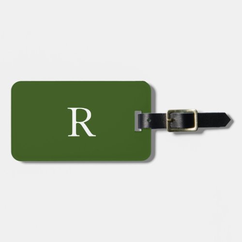 Forest Green Monogram Custom Name Gift Favor 2023 Luggage Tag