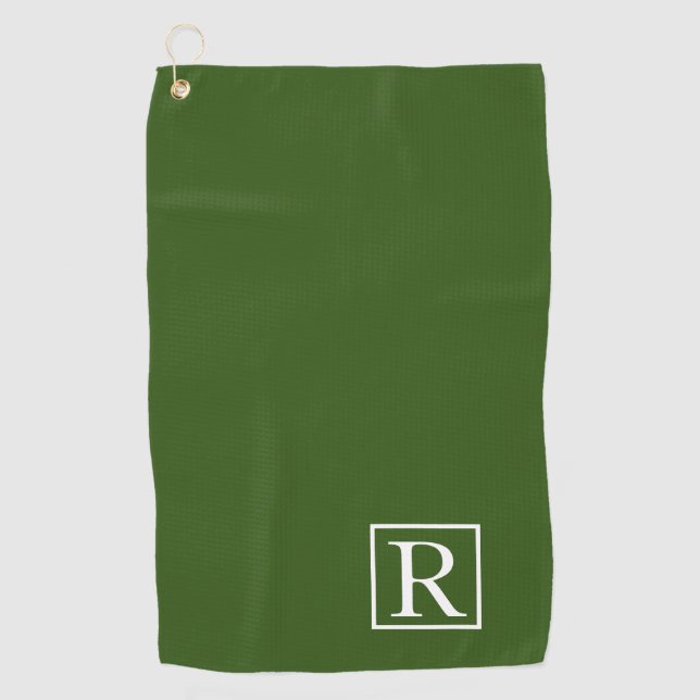 Forest Green Monogram Initial Name Cute Custom Golf Towel (Front)