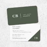 Forest Green Monogram Stylish Trendy Modern Business Card<br><div class="desc">A simple stylish custom design with modern typography and a forest green feature color. The text,  including your monogram,  can easily be personalized to make a design as unique as you are! The perfect trendy bespoke design for personal or business use!</div>