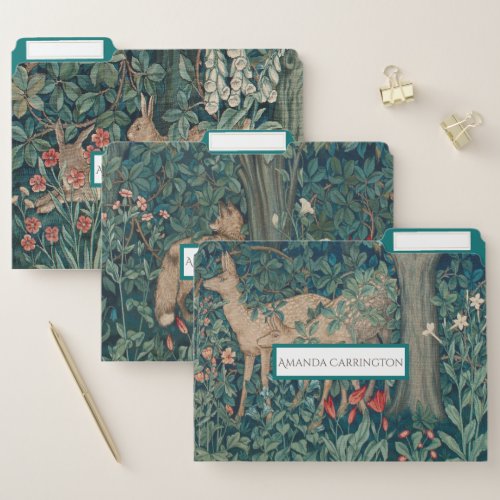 Forest Green Morris Tapestry Wildlife Trio File Folder