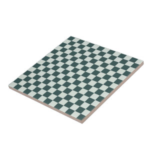 Forest green moss checkerboard pattern ceramic tile