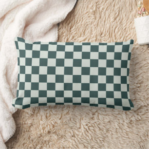 Forest green moss checkerboard pattern lumbar pillow