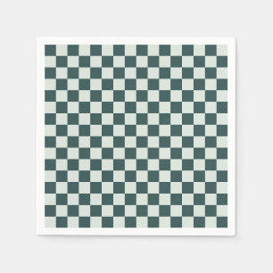 Forest green moss checkerboard pattern napkins