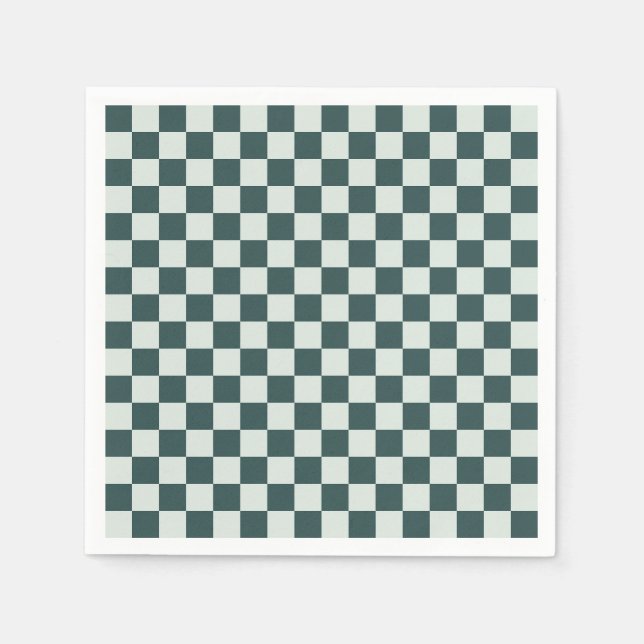 Forest green moss checkerboard pattern napkins (Front)