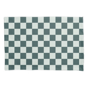 Forest green moss checkerboard pattern pillow case