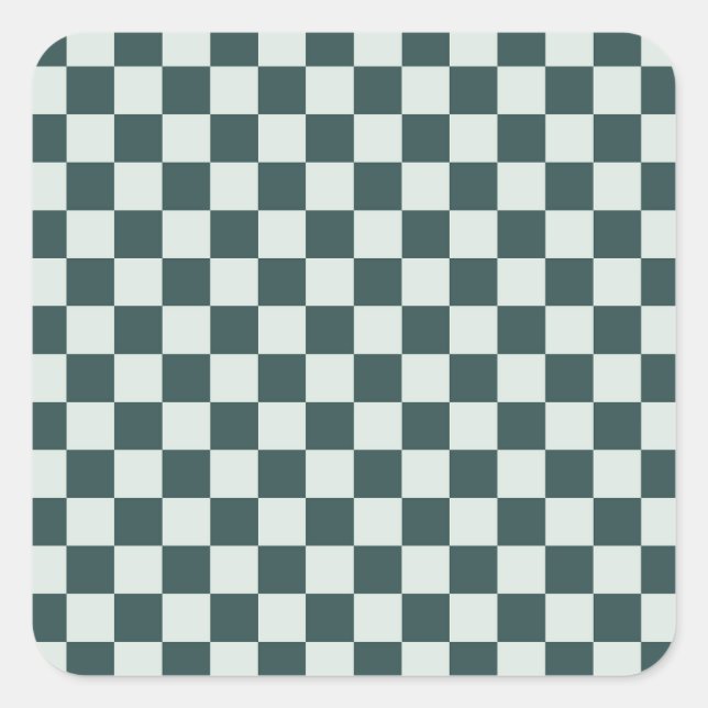 Forest green moss checkerboard pattern square sticker (Front)