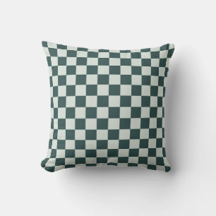 Forest green moss checkerboard pattern throw pillow