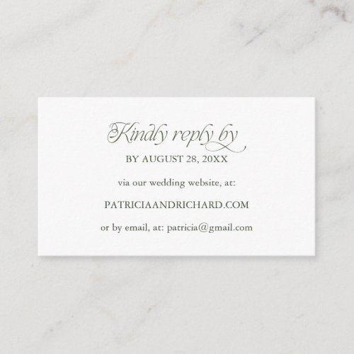 Forest Green Online RSVP Wedding Website Enclosure Card