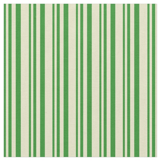 Forest Green & Pale Goldenrod Stripes Fabric (Close Up)