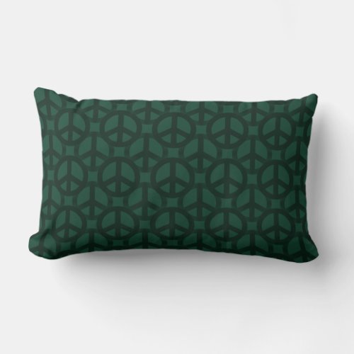 Forest Green Peace Sign Lumbar Pillow