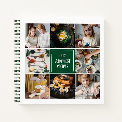 Forest Green Photo Collage 8 Pics Family Recipes Notebook