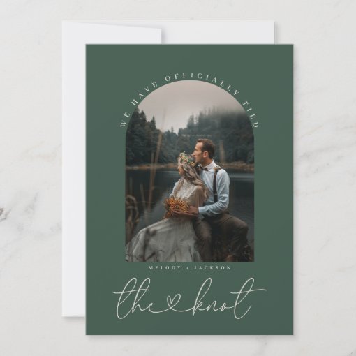Forest Green Photo Elopement Announcement Zazzle