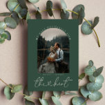 Forest Green | Photo Elopement Announcement<br><div class="desc">This forest green photo elopement announcement is the perfect display of love to let all of your friends and family know you tied the knot! The simple design allows focus of the photos displayed from your special day.</div>