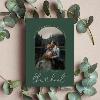 Forest Green | Photo Elopement Announcement by EverAfterDesignCo at Zazzle