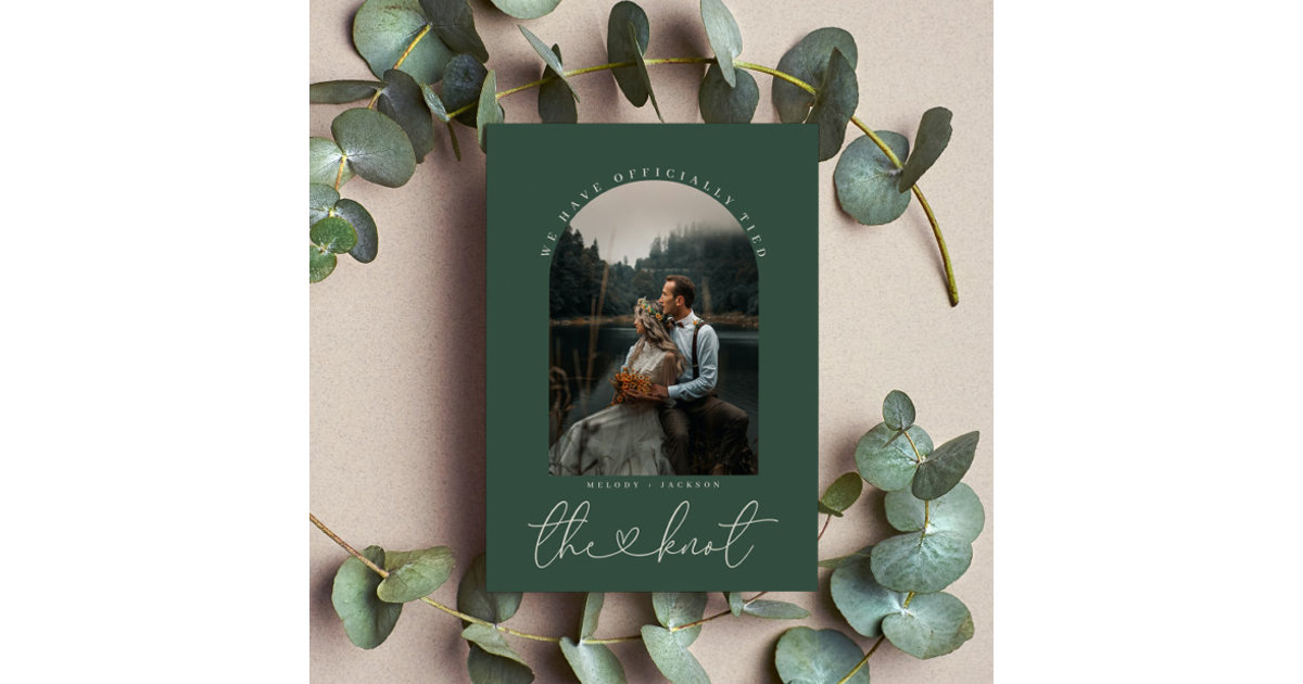 Forest Green Photo Elopement Announcement Zazzle