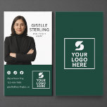 Forest Green Photo Logo Real Estate Agent  Business Card