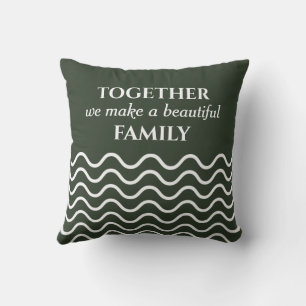 Forest Green Photo Quote Wavy Pattern Double Sided Throw Pillow