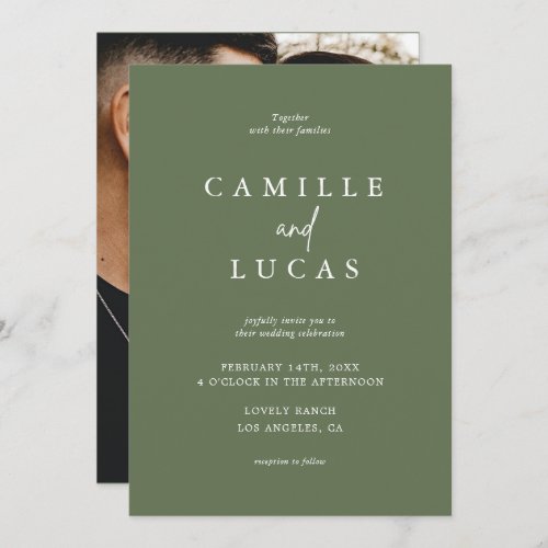 Forest Green Photo Wedding Invitation