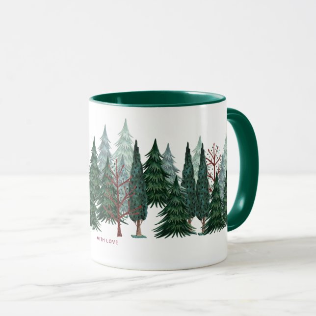 Forest green pine trees nature Christmas Holiday  Mug (Front Right)
