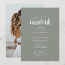 Forest Green Pine Winter Wedding Invitation