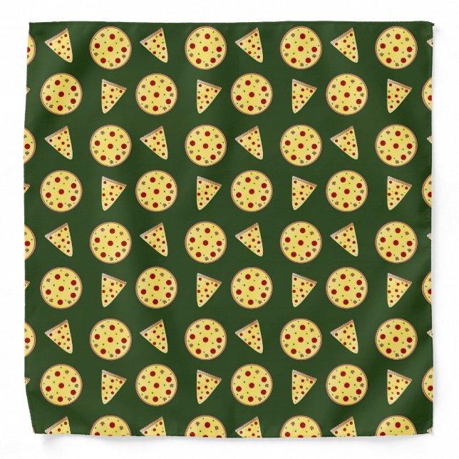 Forest green pizza pattern bandana (Front)