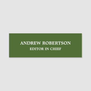 Forest Green Plain Elegant Minimalist Simple Trend Name Tag
