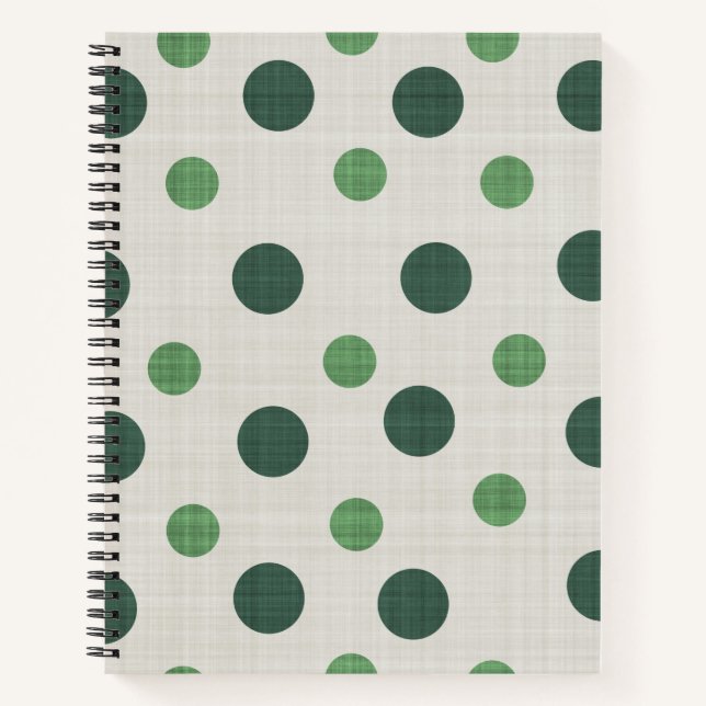 Forest Green Polka Dots Pattern, Green Dotted Notebook (Front)