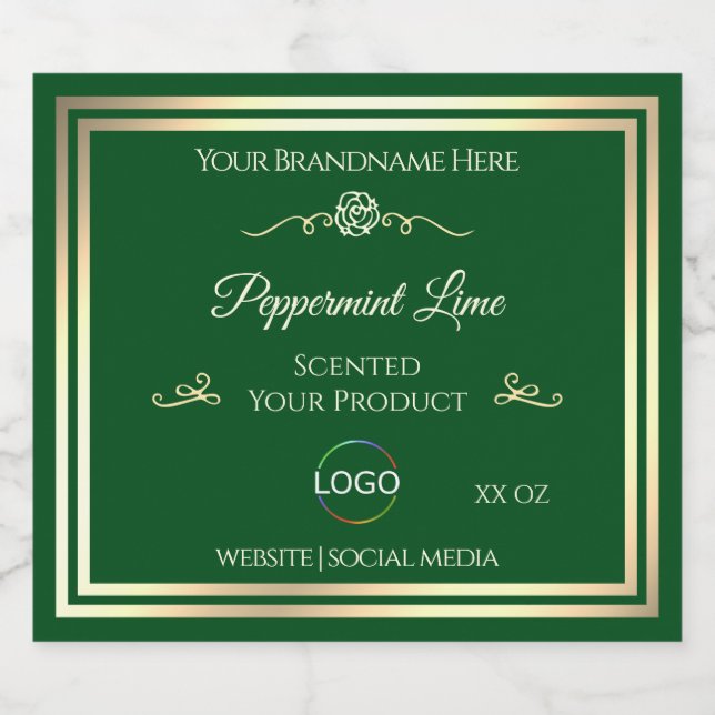 Forest Green Product Label Gold Frame with Logo (Single Label)