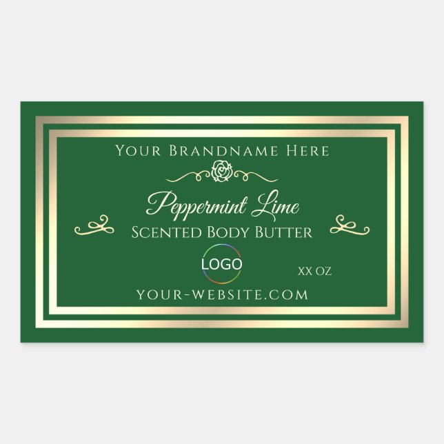 Forest Green Product Label Gold Frame with Logo (Front)