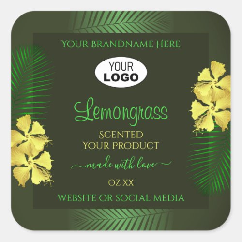 Forest Green Product Labels Yellow Hibiscus Logo