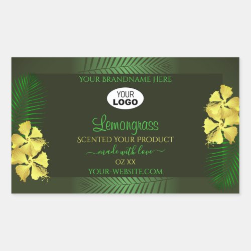 Forest Green Product Labels Yellow Hibiscus Logo