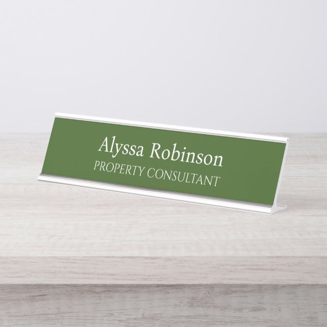Forest Green Professional Desk Name Plate (Front)