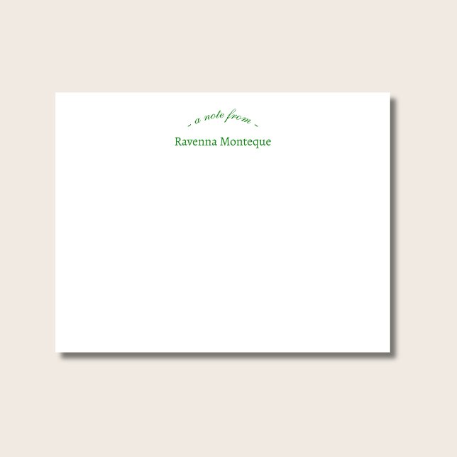Forest Green Professional Personalized Name Chic Note Card (Creator Uploaded)
