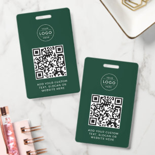 Forest Green QR Code Custom Company Logo Badge